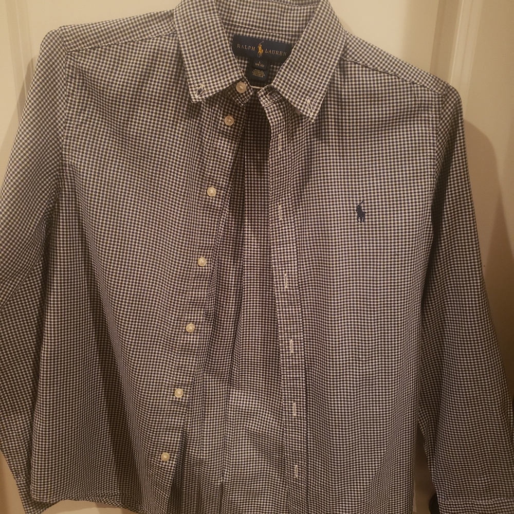 Boys long sleeve black and white checkered shirt